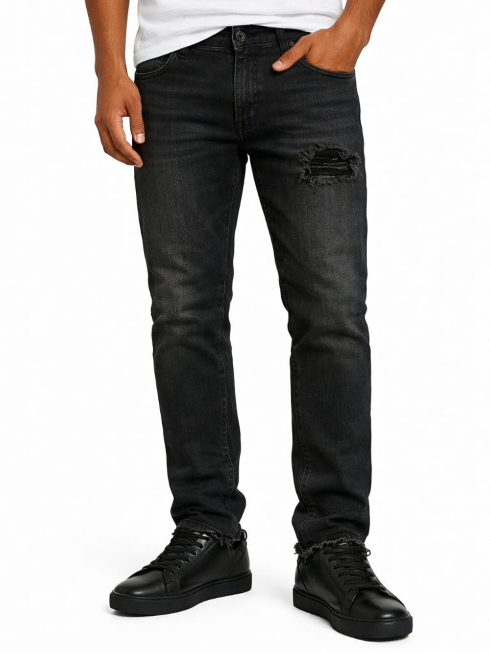 1/2 PRICE🔻2 Pairs of 5 Pocket Distressed Black Jeans 36 x 31